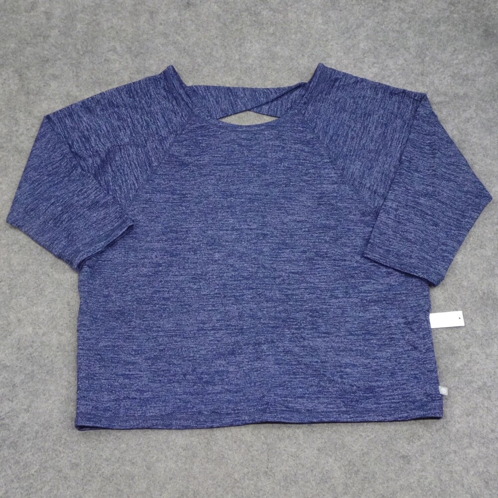 T By Talbots Sweater Womens Large L Blue Pullover Top Knit 3/4 Sleeve Comfort